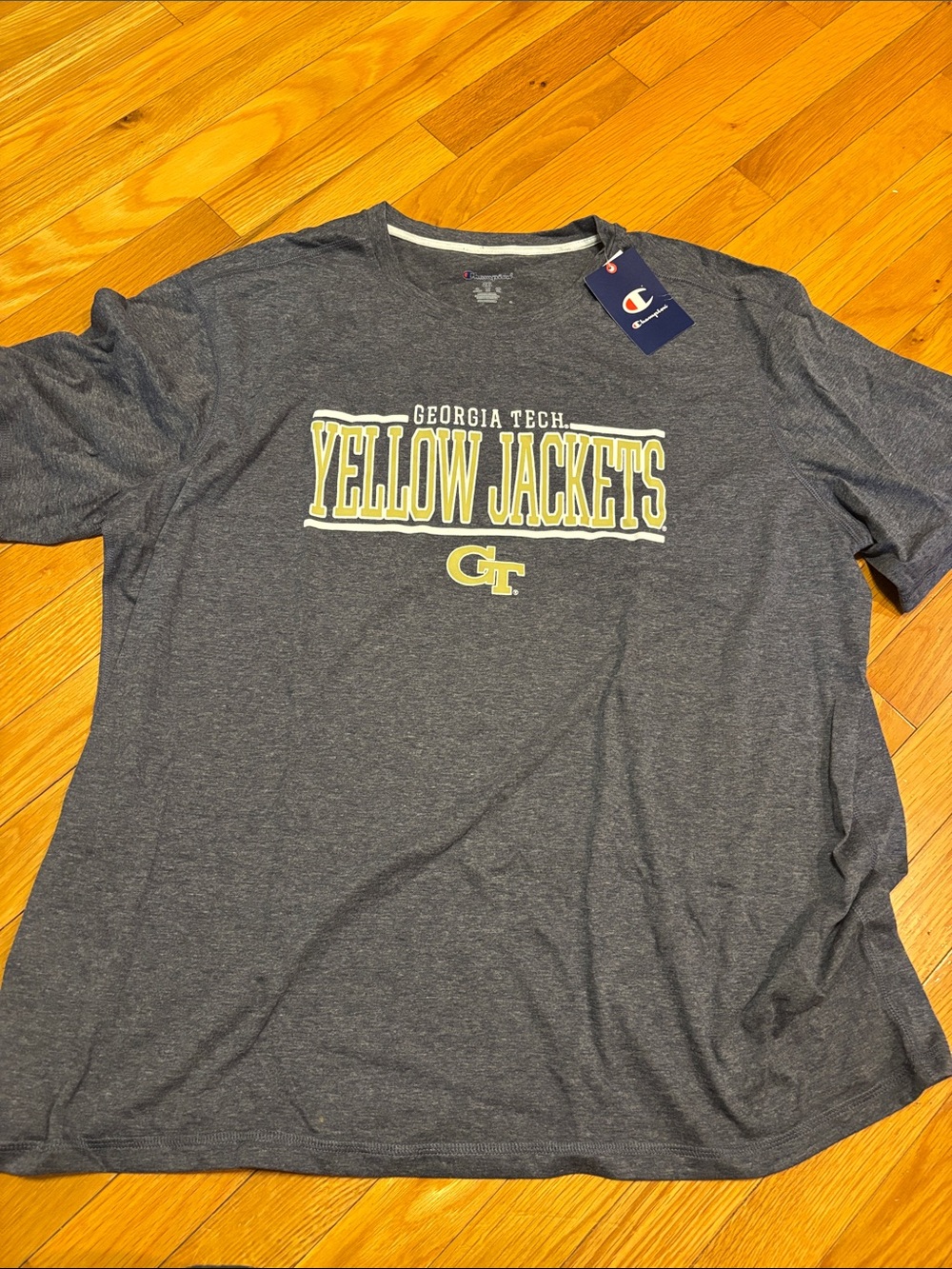 Champion Georgia Tech Yellow Jackets Gray Tee with Yellow Logo
